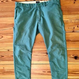 J Crew mens pants, light breathy cotton, light spring/summer green, slim fit